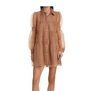 En Saison Gingham organza tiered dress, size XS